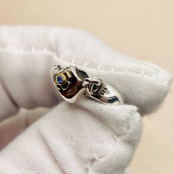 EUC Pandora 790403CZB Sterling Silver & 14k Gold Baby Boy Booty Dangle Charm - Picture 8 of 9